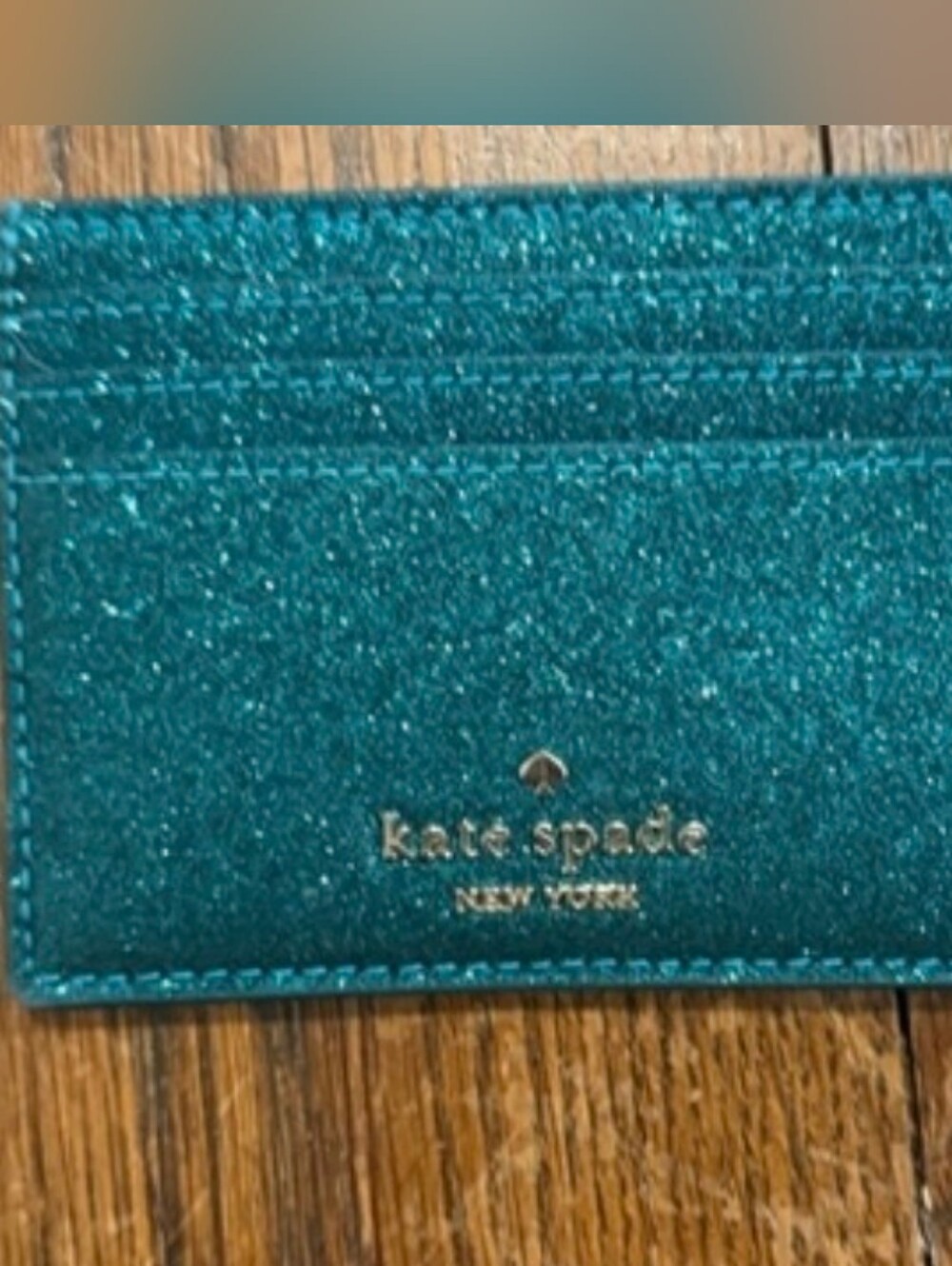 Kate Spade Teal Glitter Cardholder
